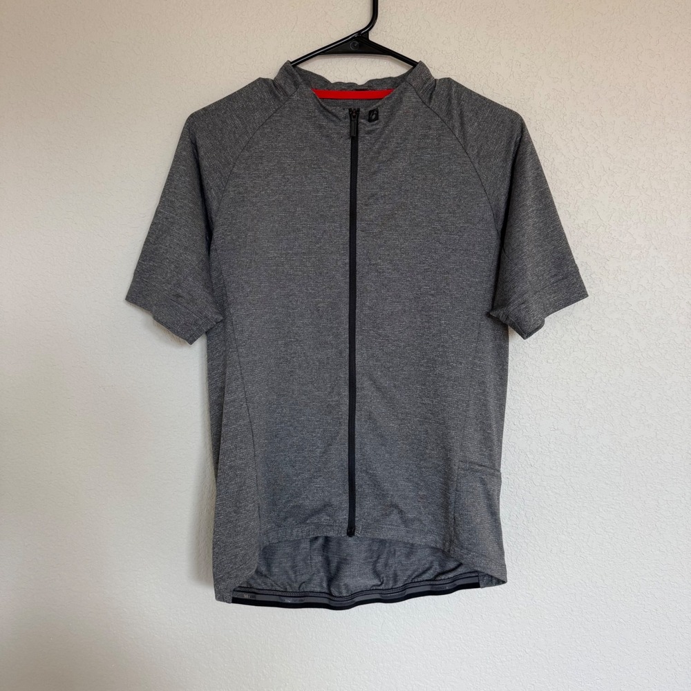 Bontrager Mens Fitted Cycling Jersey Gray Short Sleeve Full Zip Large Biking